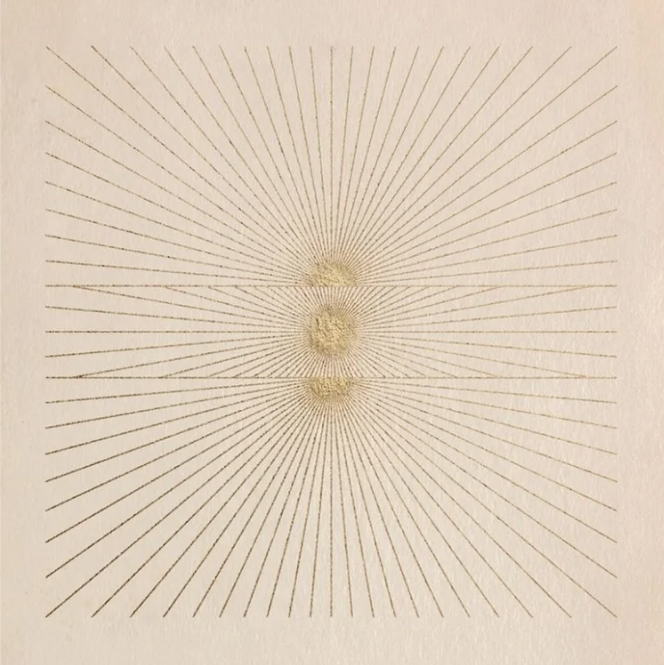 Fine geometric rays on ivory paper